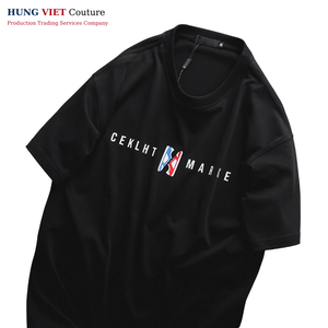 Camisetas unisex con cuello redondo de algodón de alta calidad camiseta lisa estilo informal logotipo personalizado pantalla de seda al por mayor camisetas vietnamitas para hombre - Product Image 4