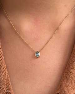 Collar con Colgante de Diamante Ovalado Cultivado en Laboratorio, Engaste de Bisel, Cadena para Superposición, Joyería Minimalista Solitaria de Oro Sólido de 10k 14k - Product Image 5