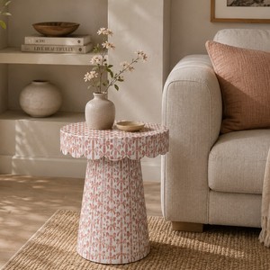 Luxury Modern Decorative Pink Ribbon Capiz Shell Mother Pearl <b>Stool</b> Side <b>Table</b> Living Room Customized Color Home Furniture Made - Product Image 2