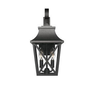 <b>Large</b> Modern 2-Light Outdoor Wall <b>Lantern</b> Black Industrial Style Porch Light Fixture with Glass Modern Outdoor Wall Sconce - Product Image 2