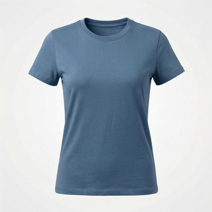 Camiseta Casual de Manga Corta con Cuello Redondo para Mujer, Color Sólido, Corte Regular, Tela de Lona, Verano, Ecológica, Corte Ajustado - Product Image 1