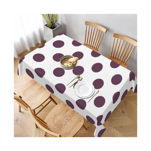 Minimalist Geometric Accept Customized Logo Printed <b>Tablecloth</b> <b>Rectangle</b> White Blue Polka Dot Polyester Washable Home Use - Product Image 6