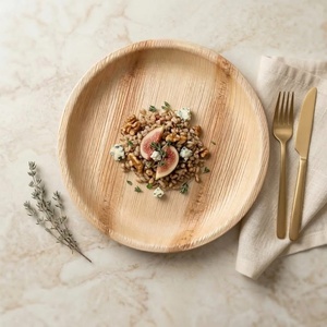 Hot Selling 5 Inches Round Shapes Palm Leaf <b>Plates</b> Microwave Safe <b>Disposable</b> Snack <b>Plates</b> for Weddings Hotels and Parties <b>Plates</b> - Product Image 1