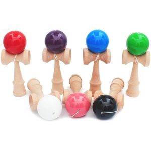 Giocattolo sportivo professionale per adulti per il tempo libero 18.5cm Kendama Ball in legno giocattolo sportivo all'aperto in legno con colori in PU giocattoli educativi - Product Image 6