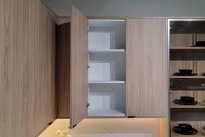 Juego de Gabinetes de Cocina Modernos de Melamina Negra con Diseño de Madera y Isla para Proyecto de Villa - Product Image 5