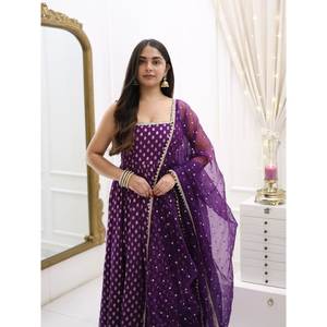 Vestido de diseñador Anarkali con Pent y Dupatta en vestidos para fiesta profesionales - Product Image 4