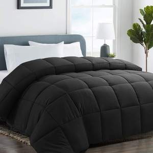 Couette matelassée en polyester noir, lavable en machine, pour l'hiver, hypoallergénique, 75D/36F - Product Image 1