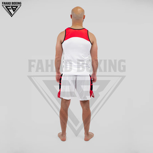 Ensemble de vêtements de boxe et d'arts martiaux unisexe pour adultes, léger, respirant, blanc, noir, rouge, couleurs contrastées, combinaison et short de boxe - Product Image 2
