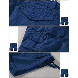 Pantalones Cortos Cargo de Moda Urbana, 100% Algodón, Cintura Elástica, Casuales, con Múltiples Bolsillos, Transpirables, Unisex, Personalizables OEM ODM - Product Image 6