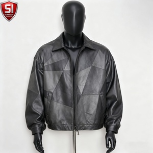 Chaqueta de Cuero Genuino de Cordero PU Roja de Invierno para Hombre, Estilo Motero Vintage, Reversible, con Lentejuelas y Patrón de Corazón, de Alta Calidad, Personalizada OEM - Product Image 1