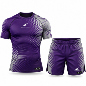Rashguard MMA de Manga Corta 100% Poliéster de Alta Calidad al por Mayor, Ropa Personalizada con Estampado BJJ, Conjunto de Rashguard para Hombre - Product Image 1