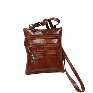 Pochette en cuir véritable personnalisée, grande capacité, fermeture éclair, longue bandoulière, imperméable, dernier style, couleur rouge, tendance - Product Image 5