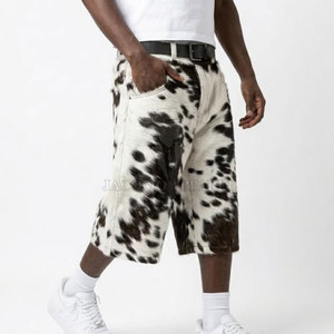 Genuine Cowhide Leather Jorts For Men <b>Knee</b> Length Casual With Pocket Button Closure Straight Fit Fashion Riding Shorts - Product Image 3