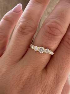 Anillos Apilables Ondulados con Diamantes Cultivados en Laboratorio de 1 Quilate en Forma Redonda, Diseño Curvo, para Propuesta de Matrimonio, Joyería Moderna, Oro Sólido de 14K - Product Image 2