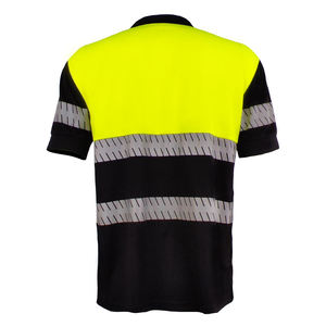 Camiseta Polo de Seguridad Reflectante Verde y Negra con Logotipo Personalizado, Ropa de Trabajo de Manga Corta con Bandas Reflectantes Fuertes en Mangas y Cintura - Product Image 3