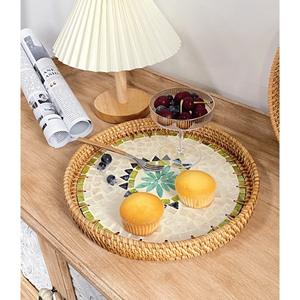 Classic Rattan Storage Trays Handcrafted Portable Single Tier for Balcony - Product Image 4