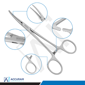 คีมหนีบหลอดเลือด Accuram Crile แบบโค้ง 160 มม. สำหรับผ่าตัด ทำจากสแตนเลส พร้อมระบบล็อค ใช้สำหรับหนีบหลอดเลือดแดง  เครื่องมือผ่าตัดชนิดใช้มือ ได้รับมาตรฐาน CE - Product Image 2