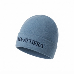 Gorro de Punto Acanalado Azul Claro con Puño, Gorro Cálido de Invierno con Logotipo Bordado Personalizado - Product Image 3