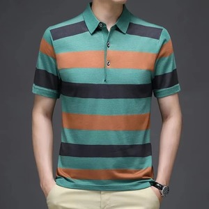 เสื้อเชิ้ตแขนสั้นผู้ชาย ผ้าโพลีเอสเตอร์ระบายอากาศได้ดี พิมพ์ลายดิจิตอล ทรงลำลอง สีกรมท่า สีฟ้าอ่อน สีขาว - Product Image 3