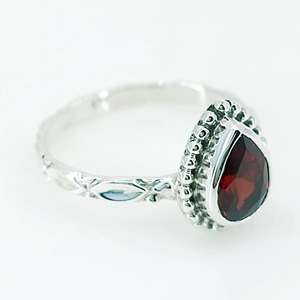 Garnet <b>Ring</b> 925 Sterling <b>Silver</b> Handmade Boho <b>Statement</b> Promise <b>Ring</b> for Women Red Pear Shape Gemstone January Birthstone Month - Product Image 1