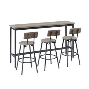 "Industrial <b>Bar</b> <b>Table</b> Set with 3 PU Upholstered <b>Bar</b> Stools for <b>Kitchen</b> Breakfast Living Room Dining" - Product Image 1