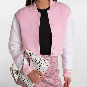 Blousons universitaires courts en laine respirants et légers pour femmes, collection Hiver 2026, haute qualité, faible MOQ, OEM - Product Image 3