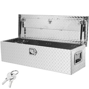 Heavy-Duty Aluminum Truck Bed Tool Box with Diamond <b>Plate</b> <b>Side</b> Handle Lock Keys Storage Chest Box with Organizational Features - Product Image 1