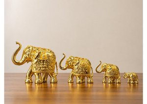 Premium Dual Elephant Figurine Pair 24K Gold Plated Luxury Table Decor Showpiece for Home Office Cabin <b>Study</b> <b>Desk</b> and Interior - Product Image 2