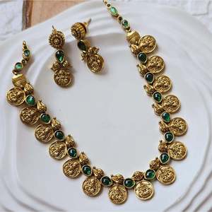 Kasumala Kemp Lakshmi Gold Plated Copper <b>Necklace</b> Set with <b>Ruby</b> and Diamond Designer Fashion Jewelry - Product Image 3