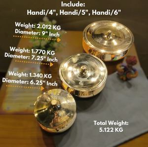 Transformez vos repas en une célébration de la tradition avec le plateau de service Handi, boîte réutilisable et écologique en métal Kansa pur avec couvercle. - Product Image 3