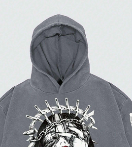 Sweat à capuche unisexe surdimensionné personnalisé de haute qualité, imprimé, respirant, écologique, en polyester/coton, faible MOQ - Product Image 3