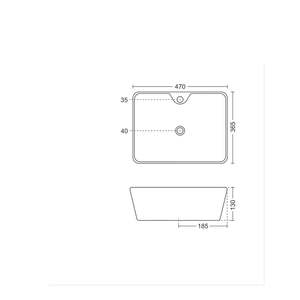 Stylish rectangular wall hung ceramic wash basin 470x385x130mm glossy white floating bathroom sink with half pedestal - Product Image 4