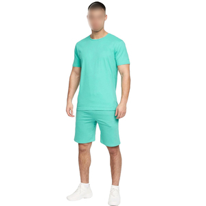 Ensemble court pour homme, design unique, été, respirant, manches courtes, couleur unie, tissu polyester/coton, léger, confortable, haute qualité - Product Image 1