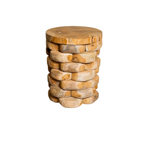 ARTERRA Luxury Teak Pebble Stacking <b>Stool</b> Rustic Handcrafted Modern Natural Texture Sturdy Craftsmanship Eco-Friendly Villa - Product Image 1