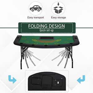 Tavolo da Poker Pieghevole da 72 Pollici per 7 Giocatori con Feltro Verde e Porta Chip, Tavolo da Gioco Portatile per Blackjack - Product Image 4