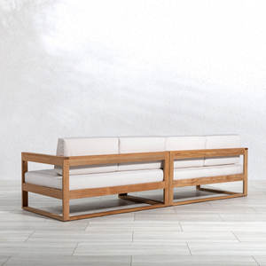 Ensemble de canapés de jardin en teck minimaliste moderne, imperméable, pour espaces de vie extérieurs contemporains, pour villa et hôtel - Product Image 6