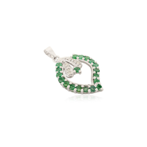 Colgante de Plata S925 con Gema de Esmeralda en Forma de Hoja Abierta y Halo, Joyería Fina de Lujo Moderna - Product Image 3