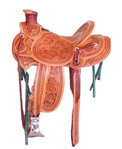 Cowhide Genuine Leather Floral Western English Saddle Fork Premium Durable Customizable Horse Racing Saddle India - Product Image 1