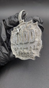 Nouvelle Collection Pendentif Hip Hop en Argent Sterling 925 Plaqué Or avec Diamant Sertissage Griffe Certifié IGI Cadeau Anniversaire Fiançailles - Product Image 2