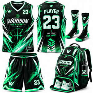 Custom Blue Black Basketball Uniform Set Sublimated Team Jersey Shorts Sports Kit With Socks Backpack And Water Bottle - Product Image 4