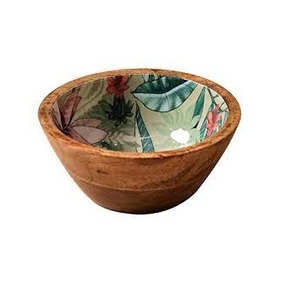 Juego de Tazones Redondos de Madera Ecológicos para Ensalada, con Incrustaciones de Esmalte con Estampado Tropical, para Servir en Restaurantes, Hoteles y Decoración del Hogar - Product Image 1