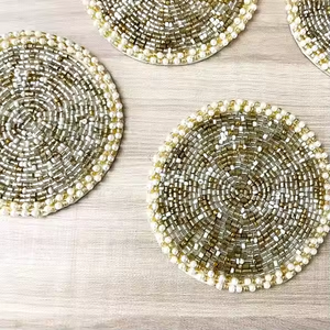 Posavasos de Cóctel con Cuentas Hechas a Mano Estilo Boho, Resistentes al Calor, Accesorios de Bar para Decoración, Idea de Regalo - Product Image 2