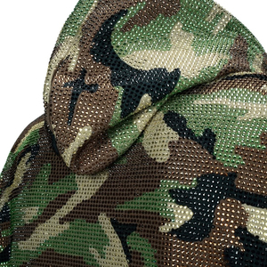 Sudadera con capucha y cremallera para hombre con pedrería y estampado de camuflaje |   Chaqueta de Camuflaje Estilo Urbano |   Sudadera con capucha para hombre, fabricante OEM con logotipo personalizado - Product Image 4