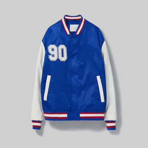 Hot Selling Custom Label Embroidered Men's Varsity Jacket with <b>Covered</b> <b>Button</b> Closure versity jackets Lettermen jackets - Product Image 1