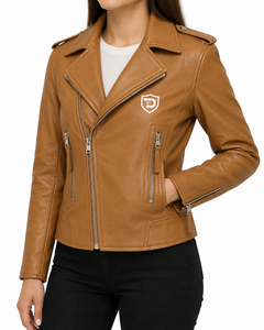Top Selling Best <b>Winter</b> Woman Genuine <b>Leather</b> Motorcycle <b>Jacket</b> V-neck Customizable Eco-Friendly Knitted Nylon Waterproof - Product Image 4