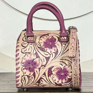 New Handmade Floral Carved Leather Purse Women's Hand Tooled Genuine Cowhide Leather Shoulder Bag Western Fashion Tote Handbag - Product Image 5