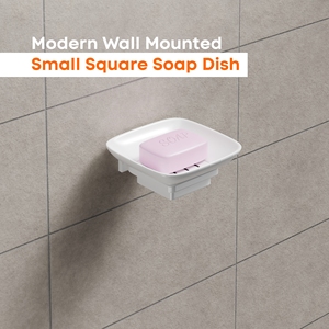 Support mural carré en céramique blanche pour savon, avec égouttoir intégré, pour salle de bain et douche, organiseur de rangement en porcelaine - Product Image 2
