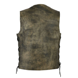 Men's Style Leather Vest | Club Member <b>Biker</b> Waistcoat Heavy Duty Genuine Leather Moto Vest - Product Image 4
