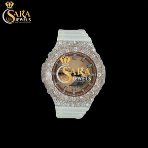 Sara Jewels Elegant Half Iced Red Rubber Strap Moissanite <b>Watch</b> Luxury Antique Square <b>Case</b> Hip Hop Business New Mechanical - Product Image 3