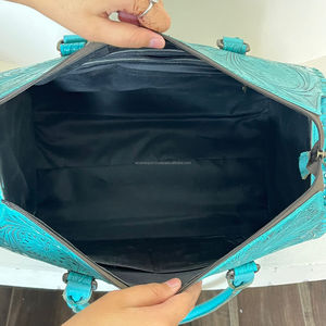 Bolso Grande de Cuero Genuino Grabado a Mano para Mujer, Modelo Speedy 2026, de Piel de Vacuno con Piedra Turquesa, Tipo Bandolera/Duffle, ¡Venta Caliente! - Product Image 6